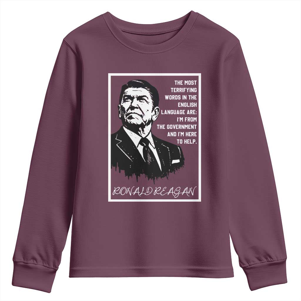 Ronald Reagan Quote Youth Sweatshirt American Flag US President