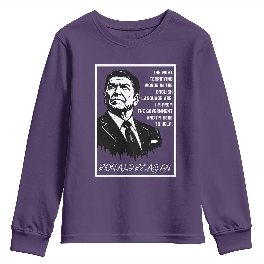 Ronald Reagan Quote Youth Sweatshirt American Flag US President
