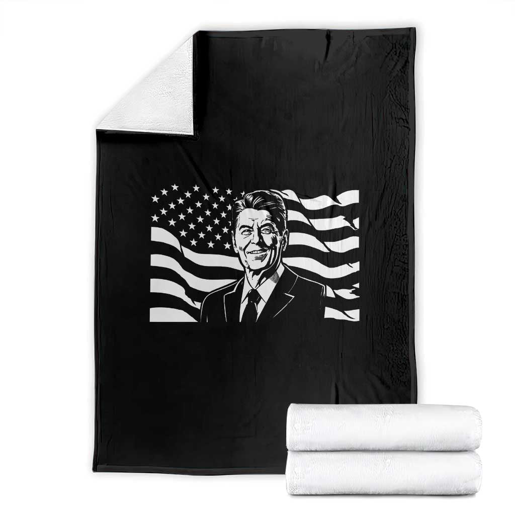 Ronald Reagan America Flag US President Throw Blanket