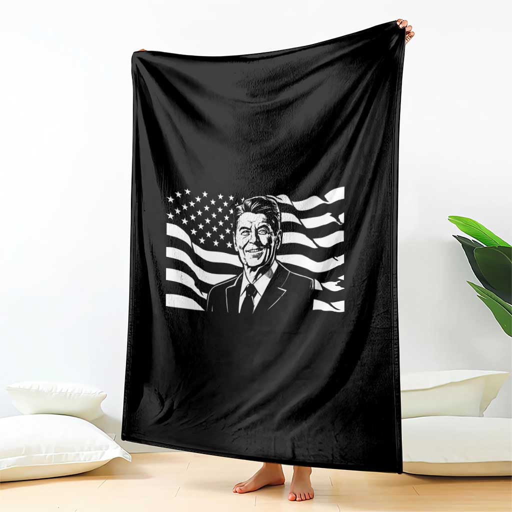 Ronald Reagan America Flag US President Throw Blanket