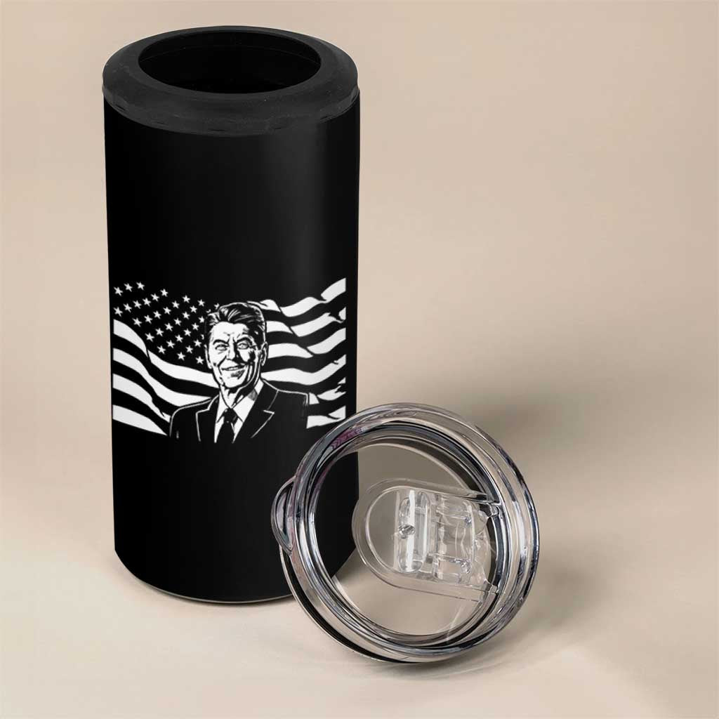 Ronald Reagan America Flag US President 4 in 1 Can Cooler Tumbler