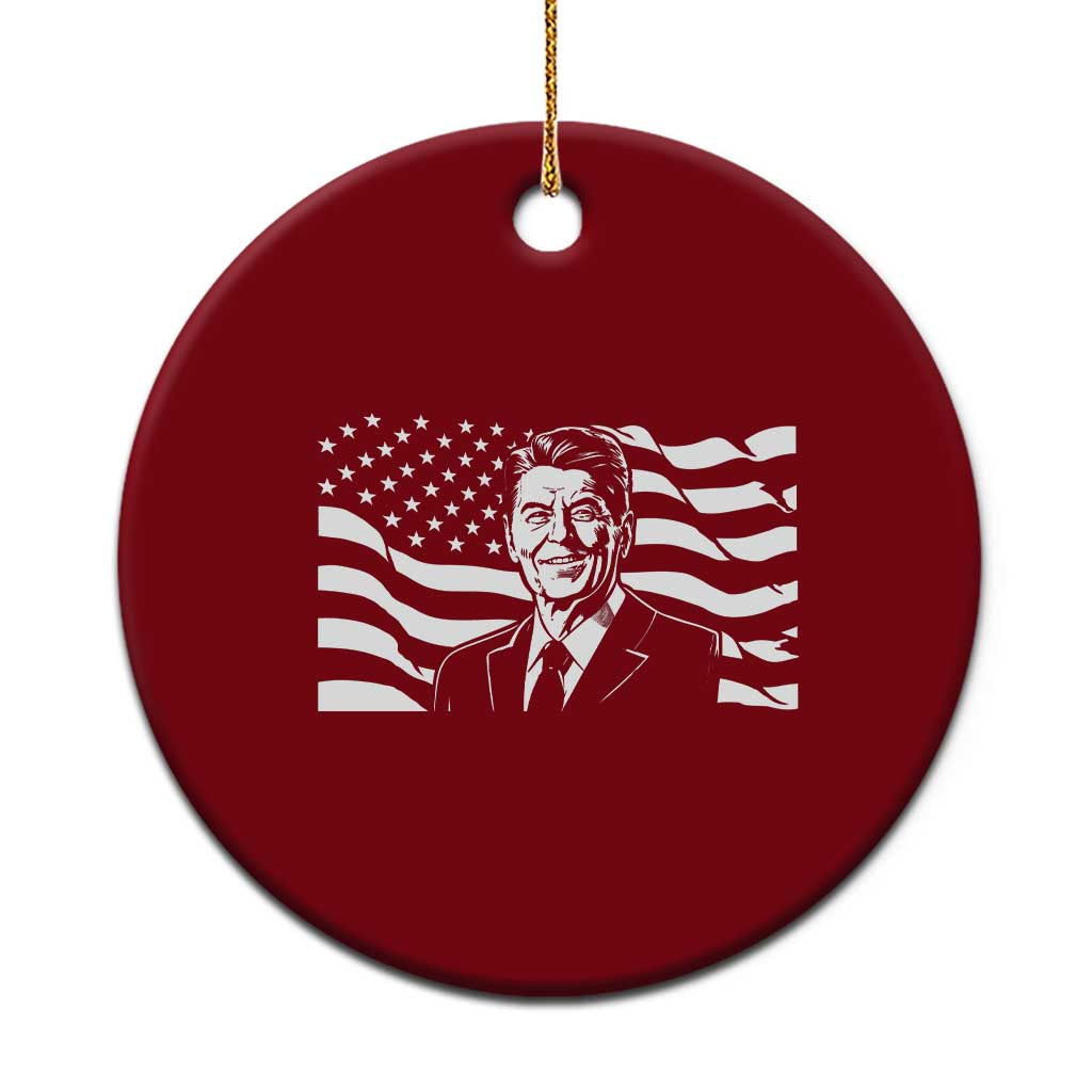 Ronald Reagan America Flag US President Ceramic Ornament