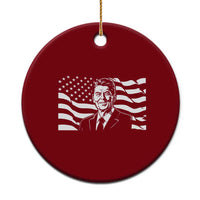 Ronald Reagan America Flag US President Ceramic Ornament