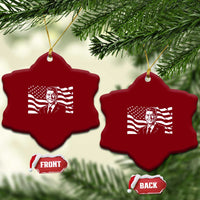Ronald Reagan America Flag US President Ceramic Ornament