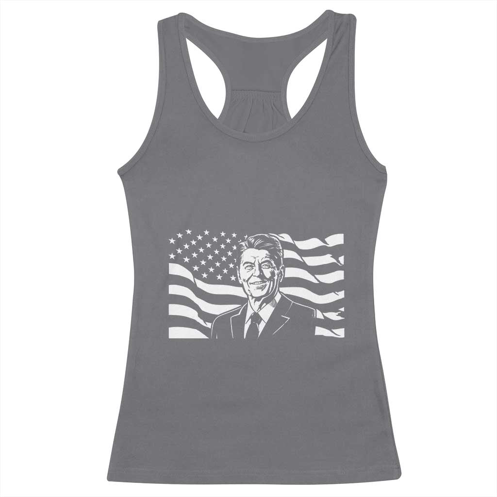 Ronald Reagan America Flag US President Racerback Tank Top