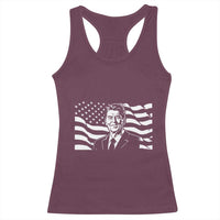 Ronald Reagan America Flag US President Racerback Tank Top