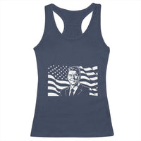 Ronald Reagan America Flag US President Racerback Tank Top