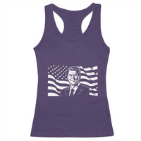 Ronald Reagan America Flag US President Racerback Tank Top