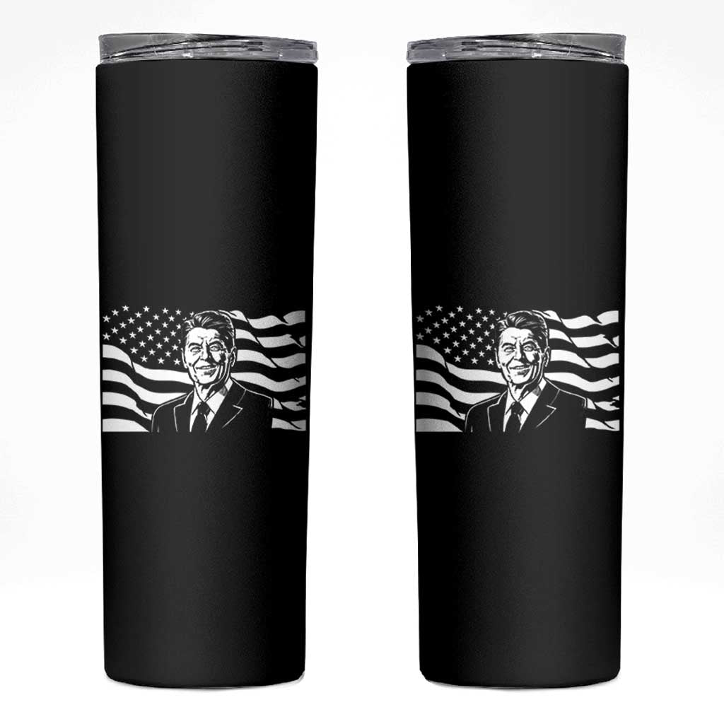 Ronald Reagan America Flag US President Skinny Tumbler