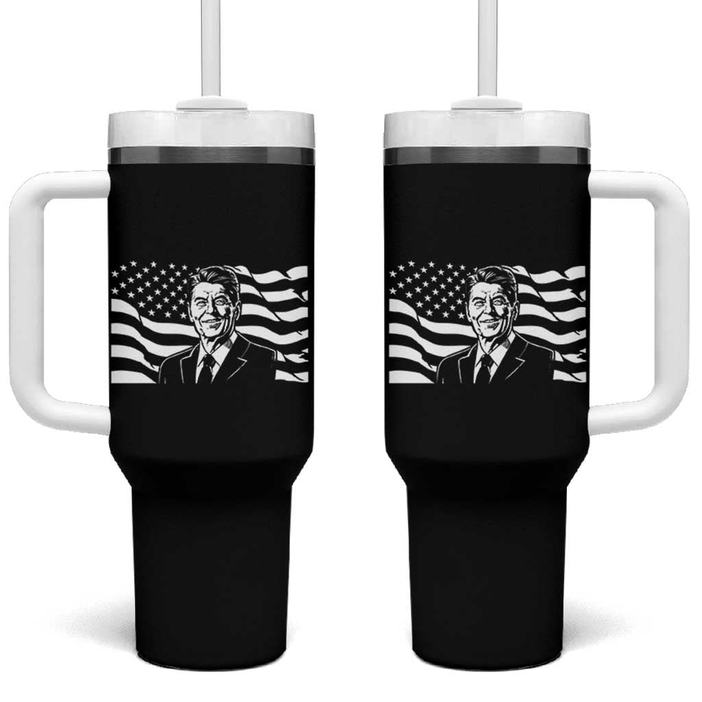 Ronald Reagan America Flag US President Tumbler With Handle