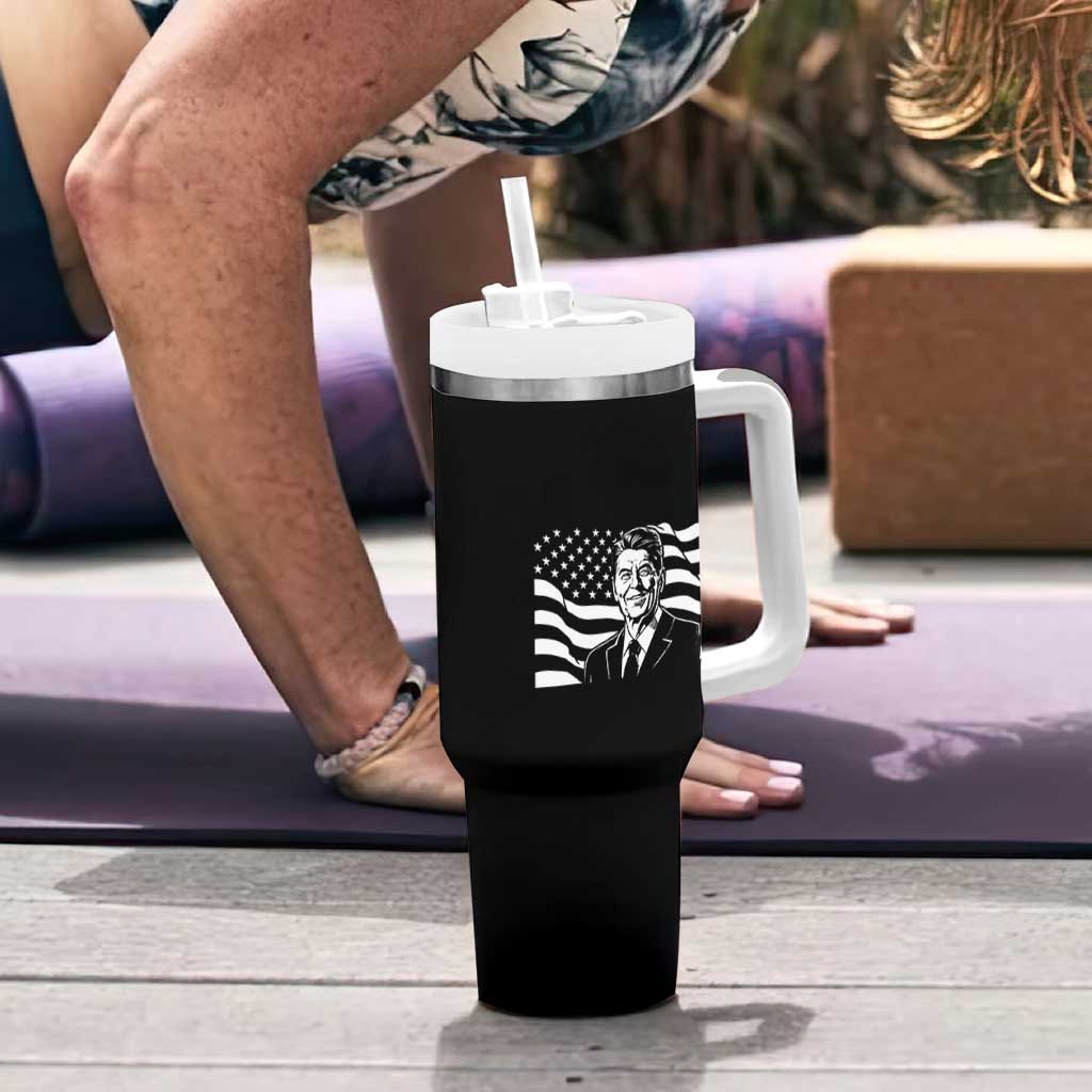 Ronald Reagan America Flag US President Tumbler With Handle