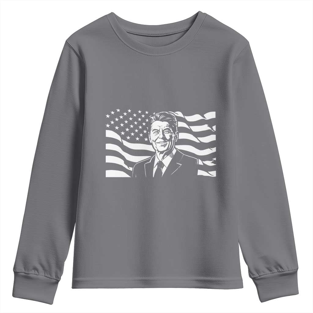 Ronald Reagan America Flag US President Youth Sweatshirt