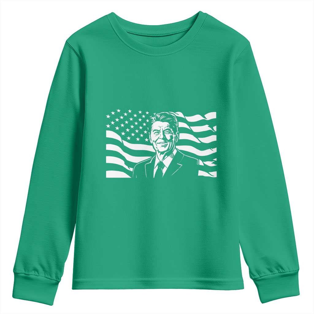 Ronald Reagan America Flag US President Youth Sweatshirt