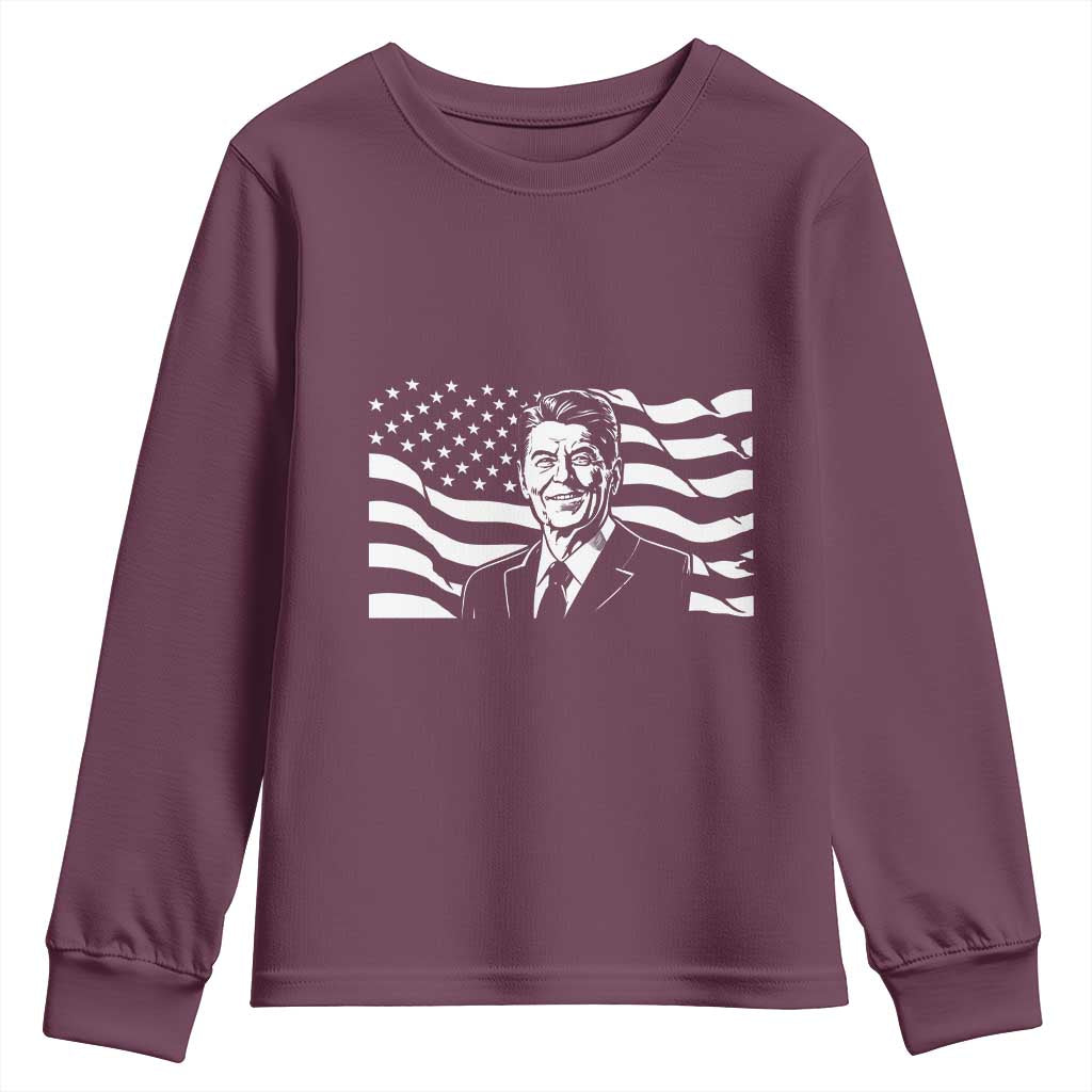 Ronald Reagan America Flag US President Youth Sweatshirt