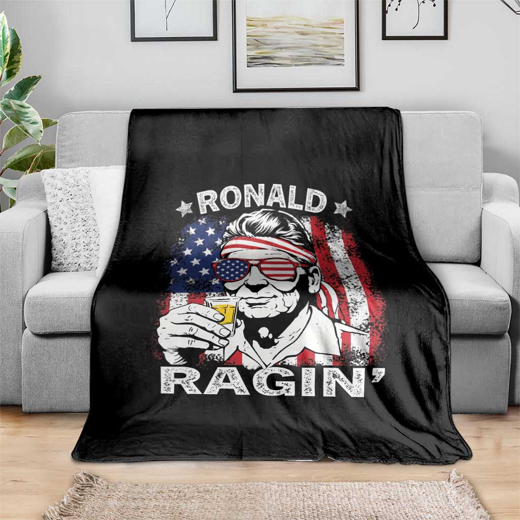 Ronald Reagan Throw Blanket 4th of July America Flag Beer