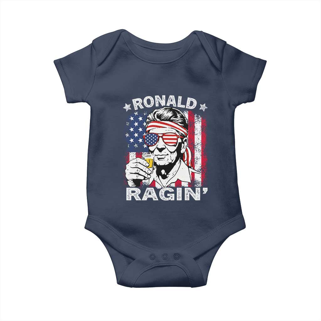 Ronald Reagan Baby Onesie 4th of July America Flag Beer