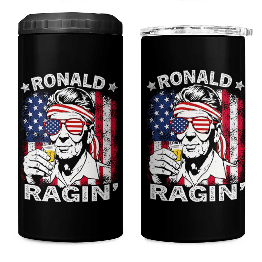 Ronald Reagan 4 in 1 Can Cooler Tumbler 4th of July America Flag Beer