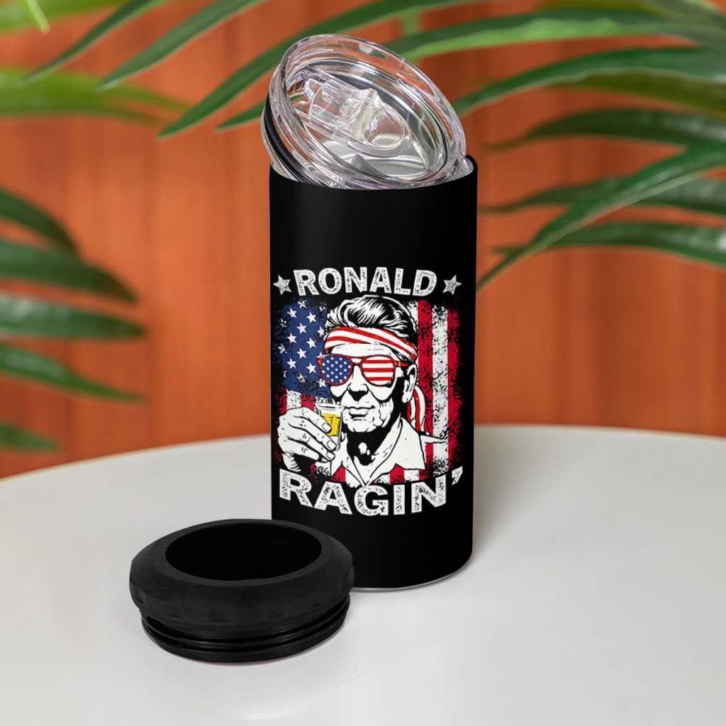Ronald Reagan 4 in 1 Can Cooler Tumbler 4th of July America Flag Beer