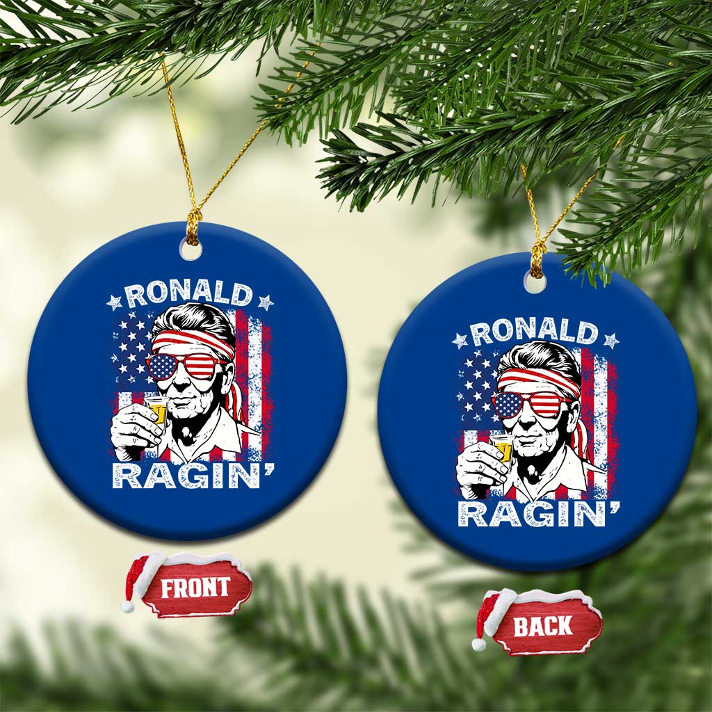 Ronald Reagan Ceramic Ornament 4th of July America Flag Beer