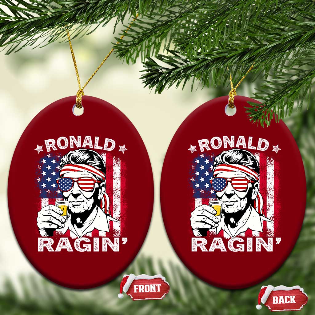 Ronald Reagan Ceramic Ornament 4th of July America Flag Beer