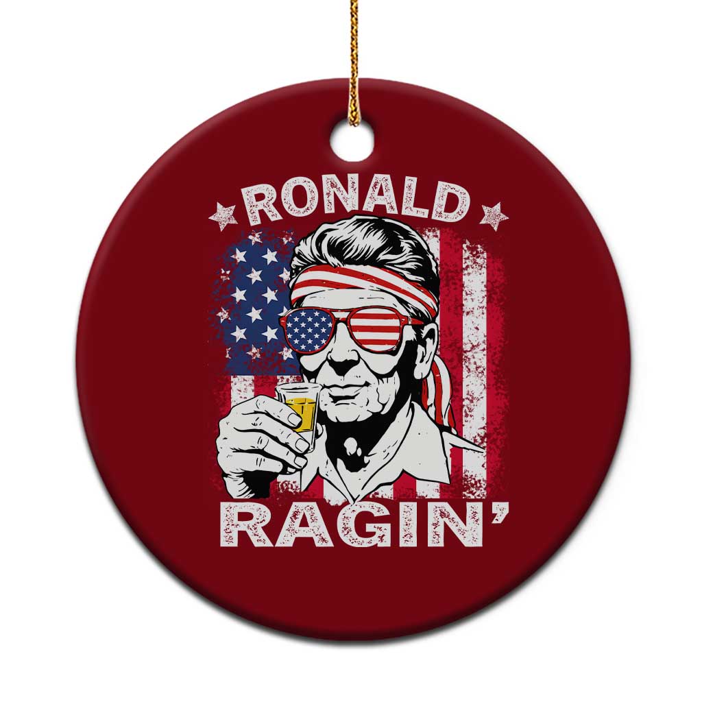 Ronald Reagan Ceramic Ornament 4th of July America Flag Beer