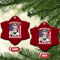 Ronald Reagan Ceramic Ornament 4th of July America Flag Beer