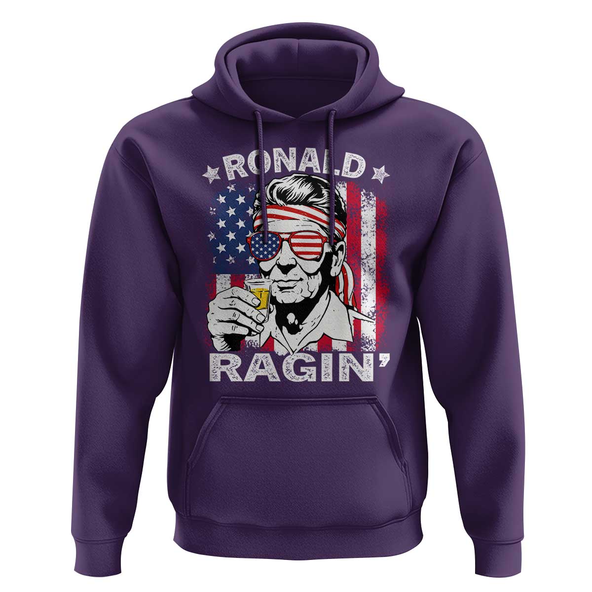 Ronald Reagan Hoodie 4th of July America Flag Beer