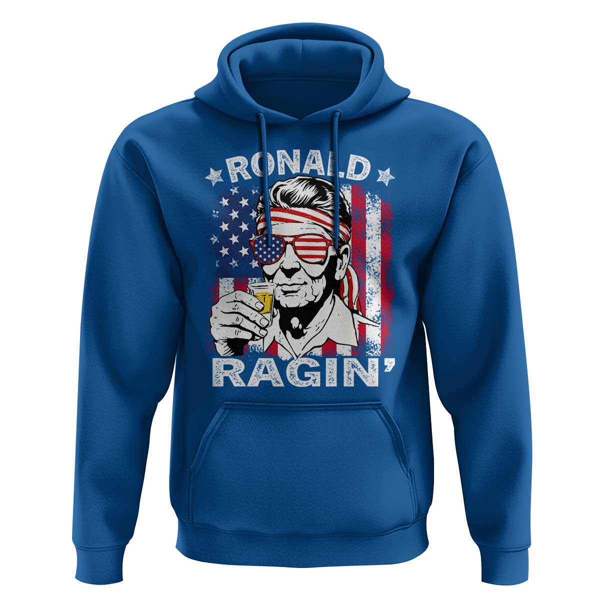 Ronald Reagan Hoodie 4th of July America Flag Beer