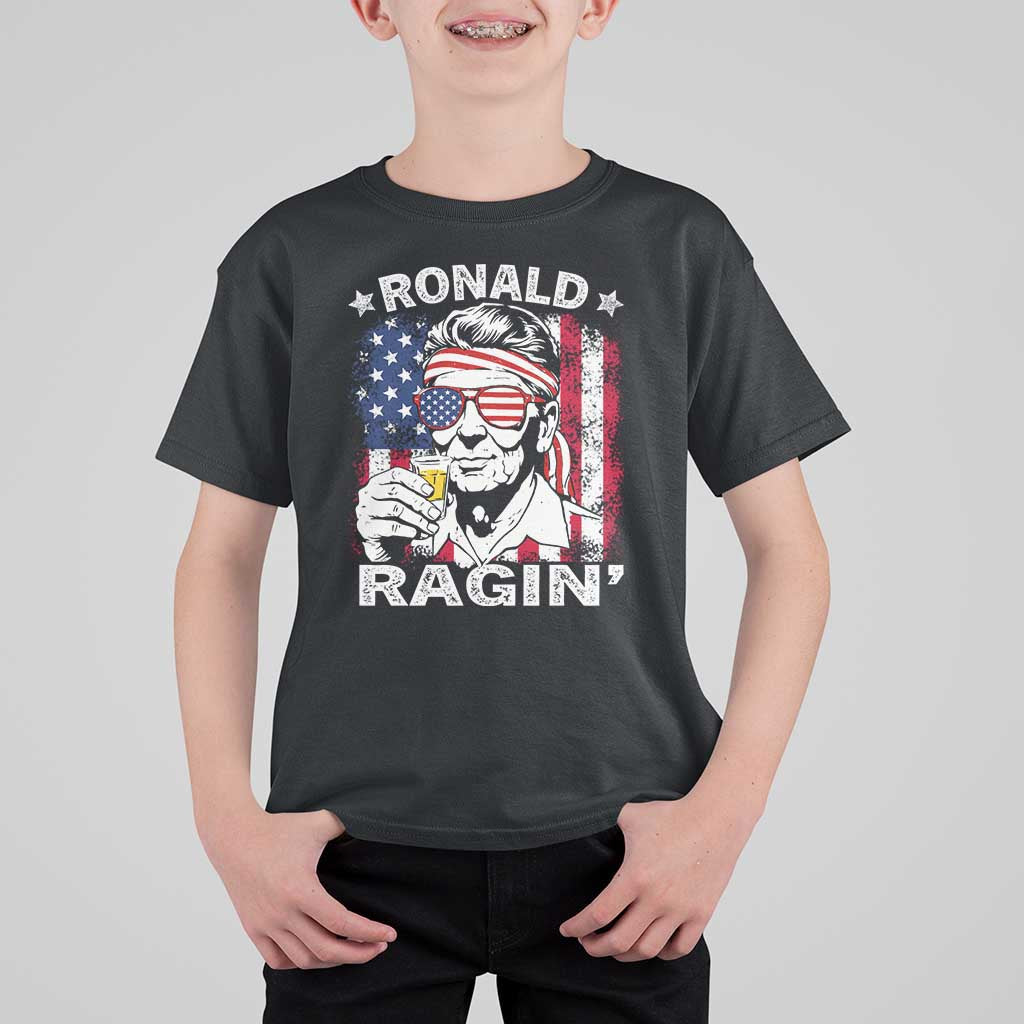 Ronald Reagan T Shirt For Kid 4th of July America Flag Beer