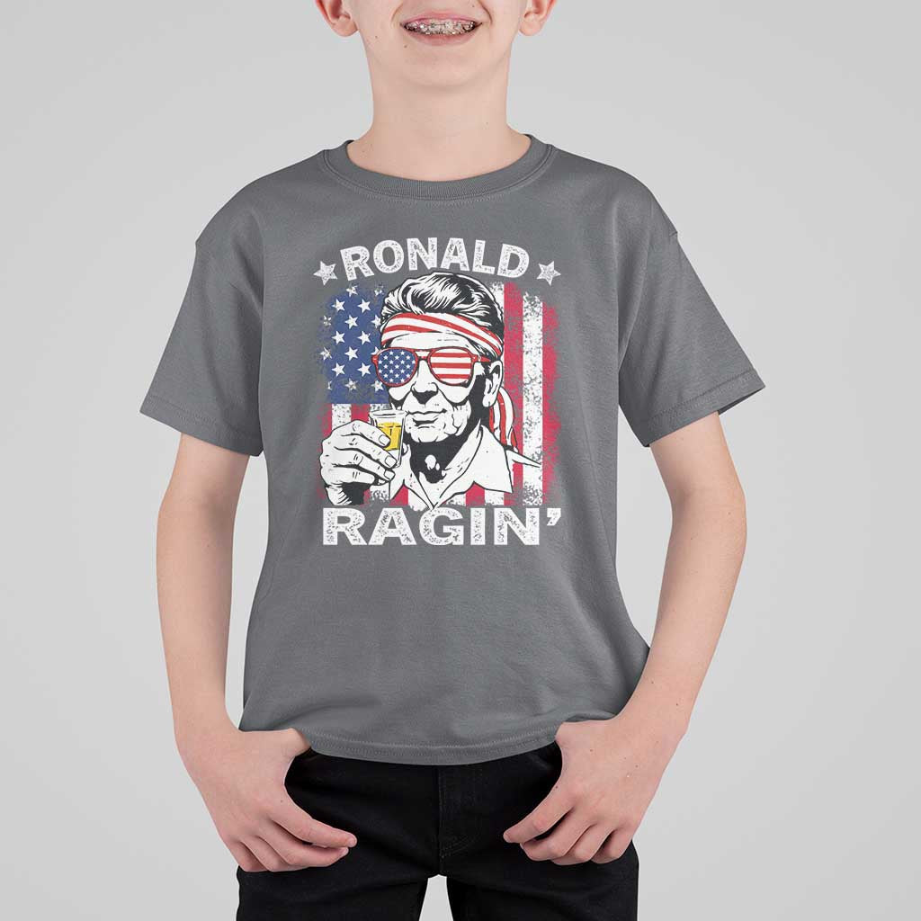 Ronald Reagan T Shirt For Kid 4th of July America Flag Beer