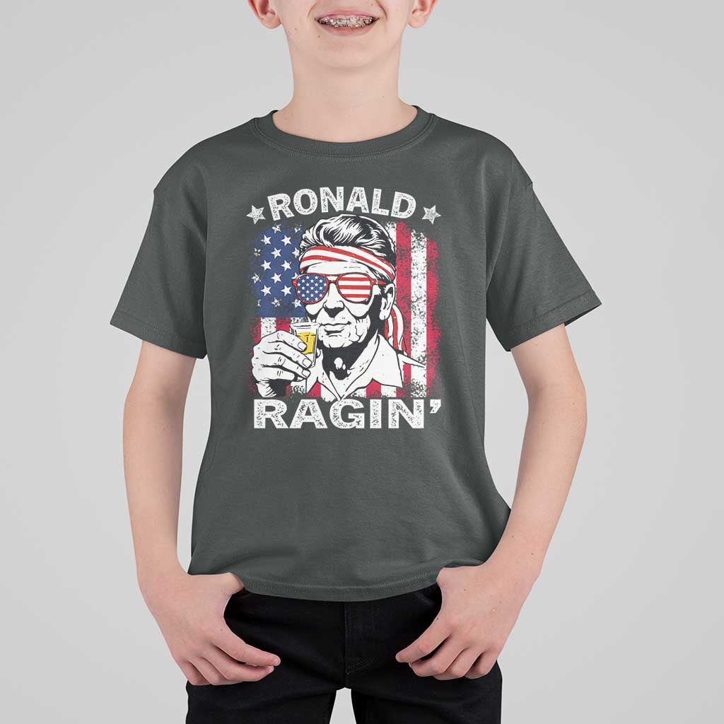 Ronald Reagan T Shirt For Kid 4th of July America Flag Beer