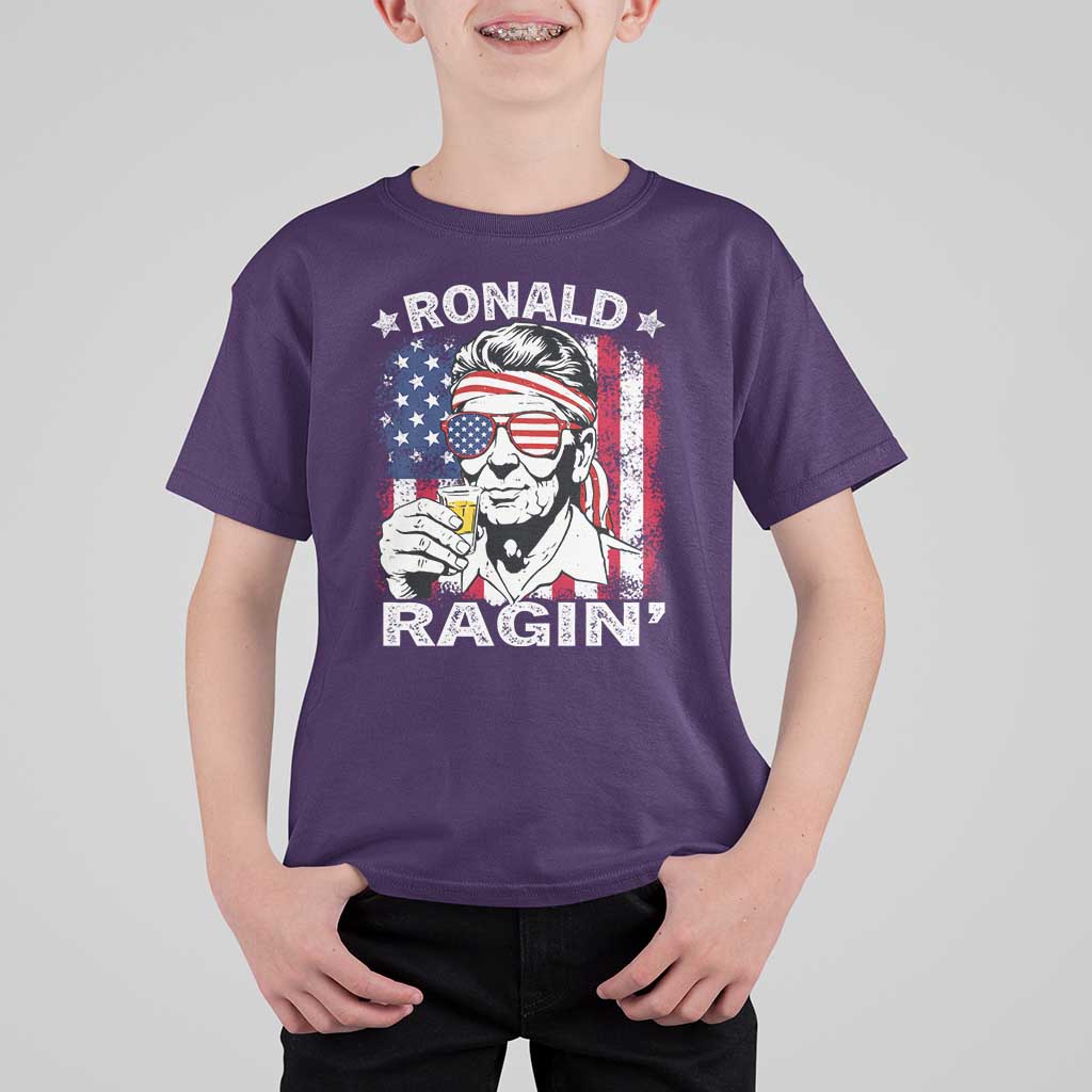 Ronald Reagan T Shirt For Kid 4th of July America Flag Beer
