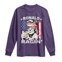 Ronald Reagan Long Sleeve Shirt 4th of July America Flag Beer