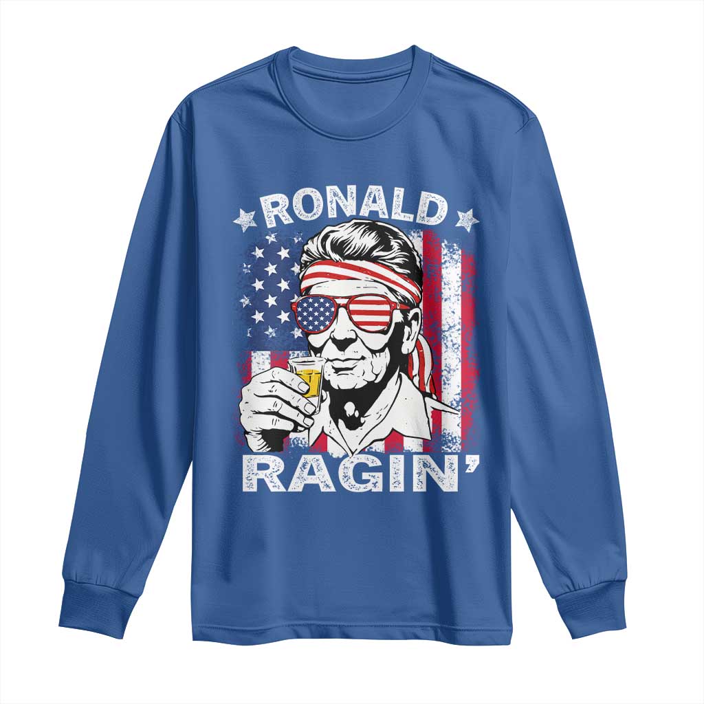 Ronald Reagan Long Sleeve Shirt 4th of July America Flag Beer