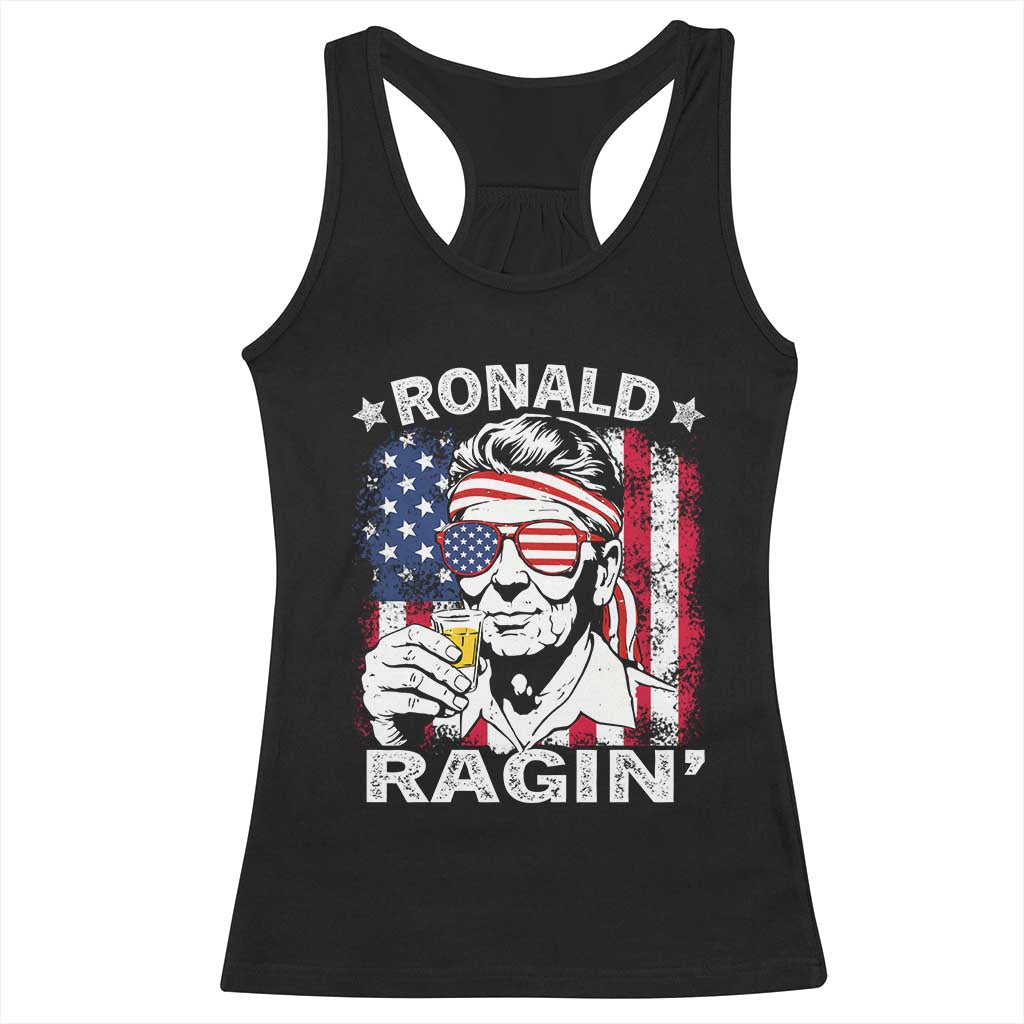 Ronald Reagan Racerback Tank Top 4th of July America Flag Beer