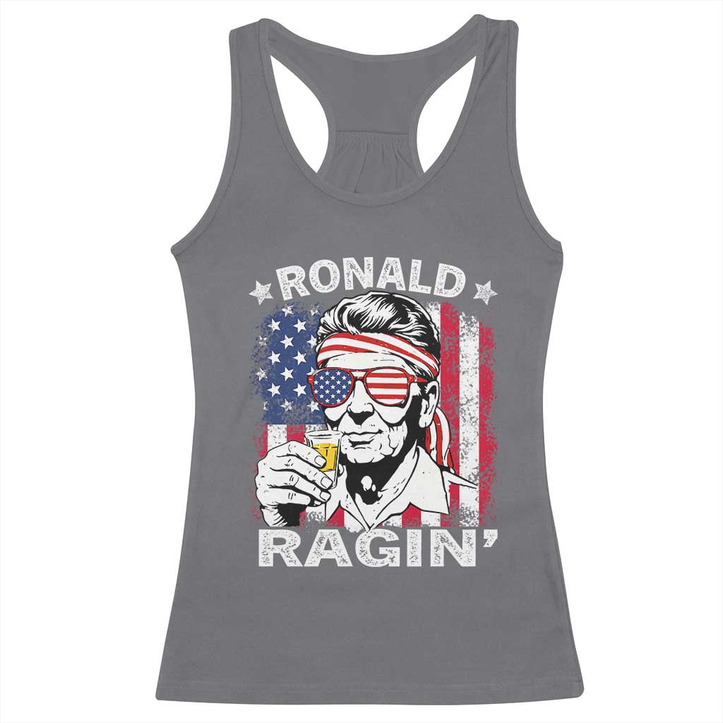 Ronald Reagan Racerback Tank Top 4th of July America Flag Beer