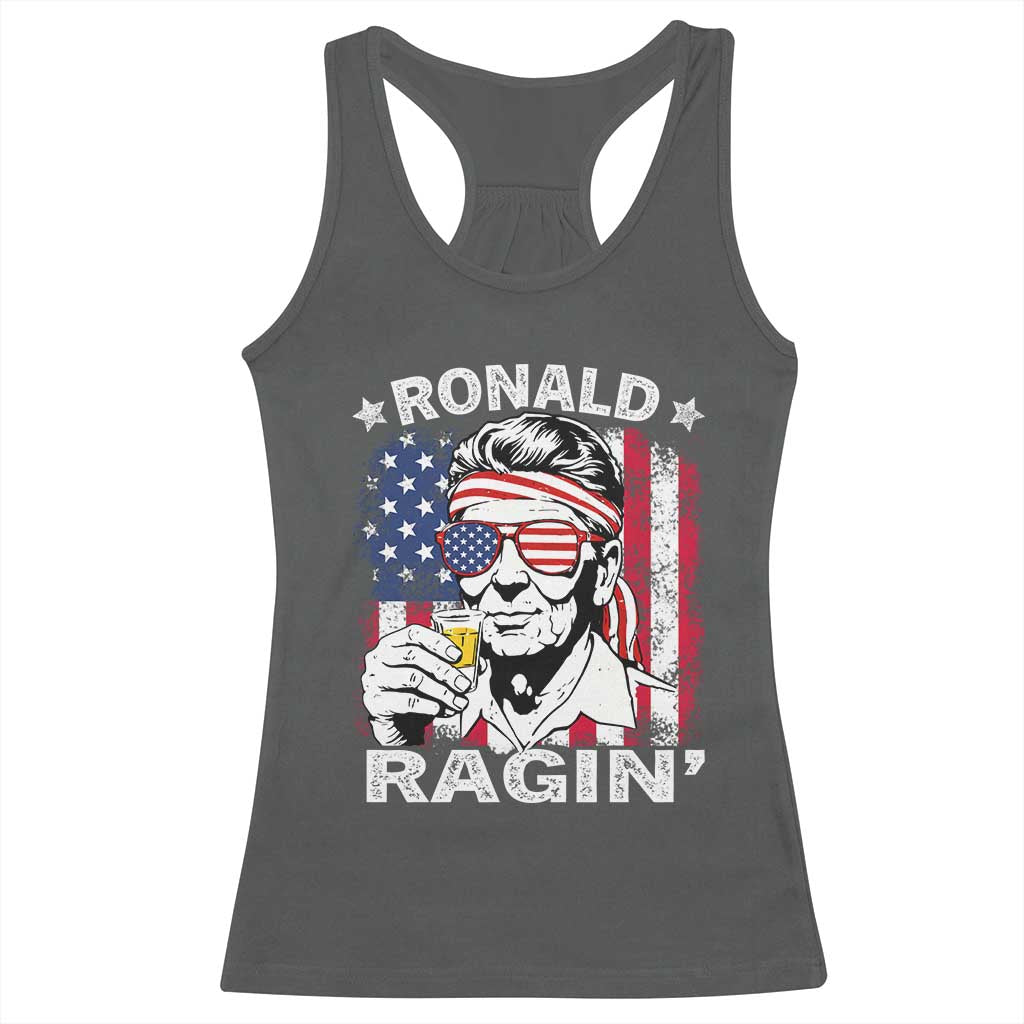 Ronald Reagan Racerback Tank Top 4th of July America Flag Beer