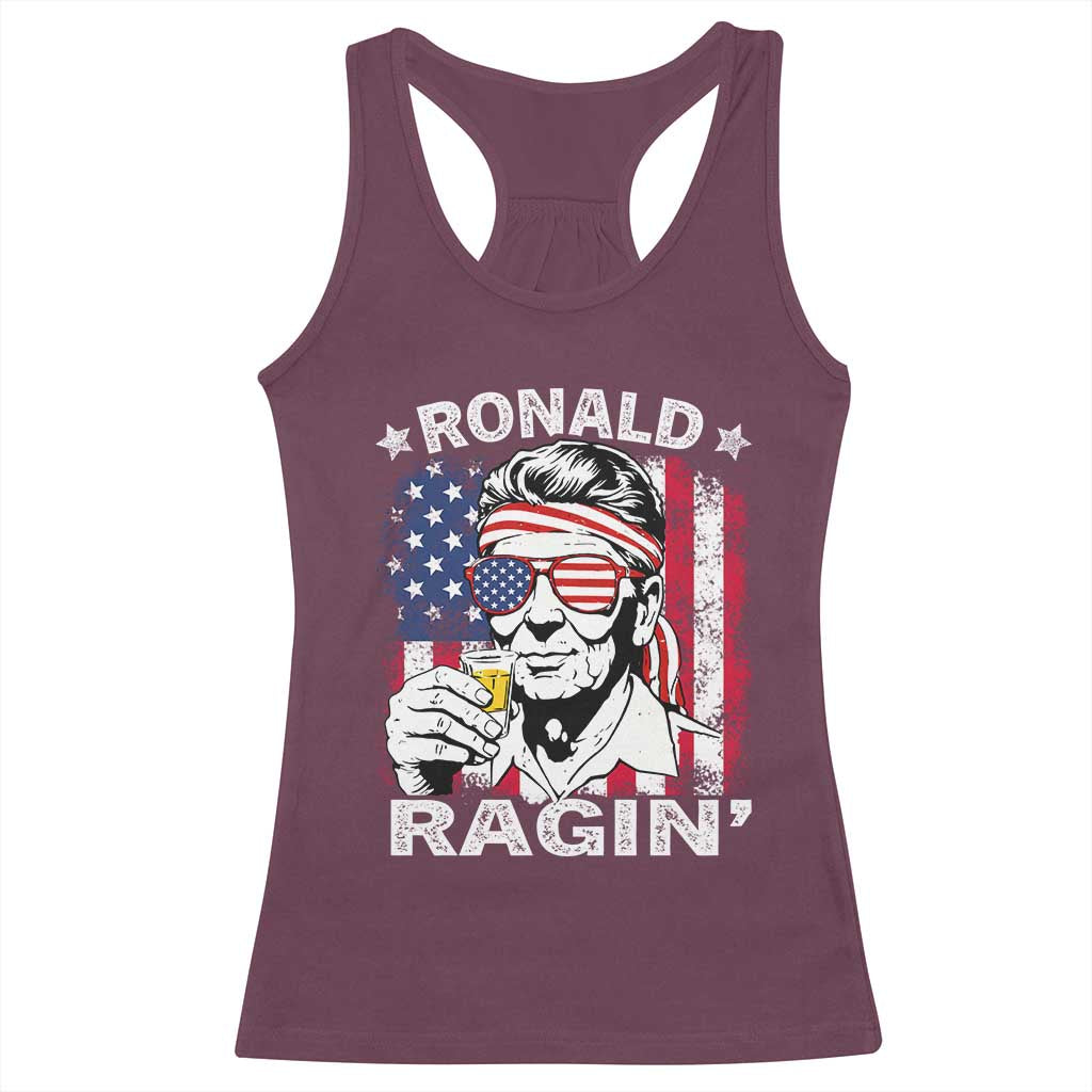 Ronald Reagan Racerback Tank Top 4th of July America Flag Beer