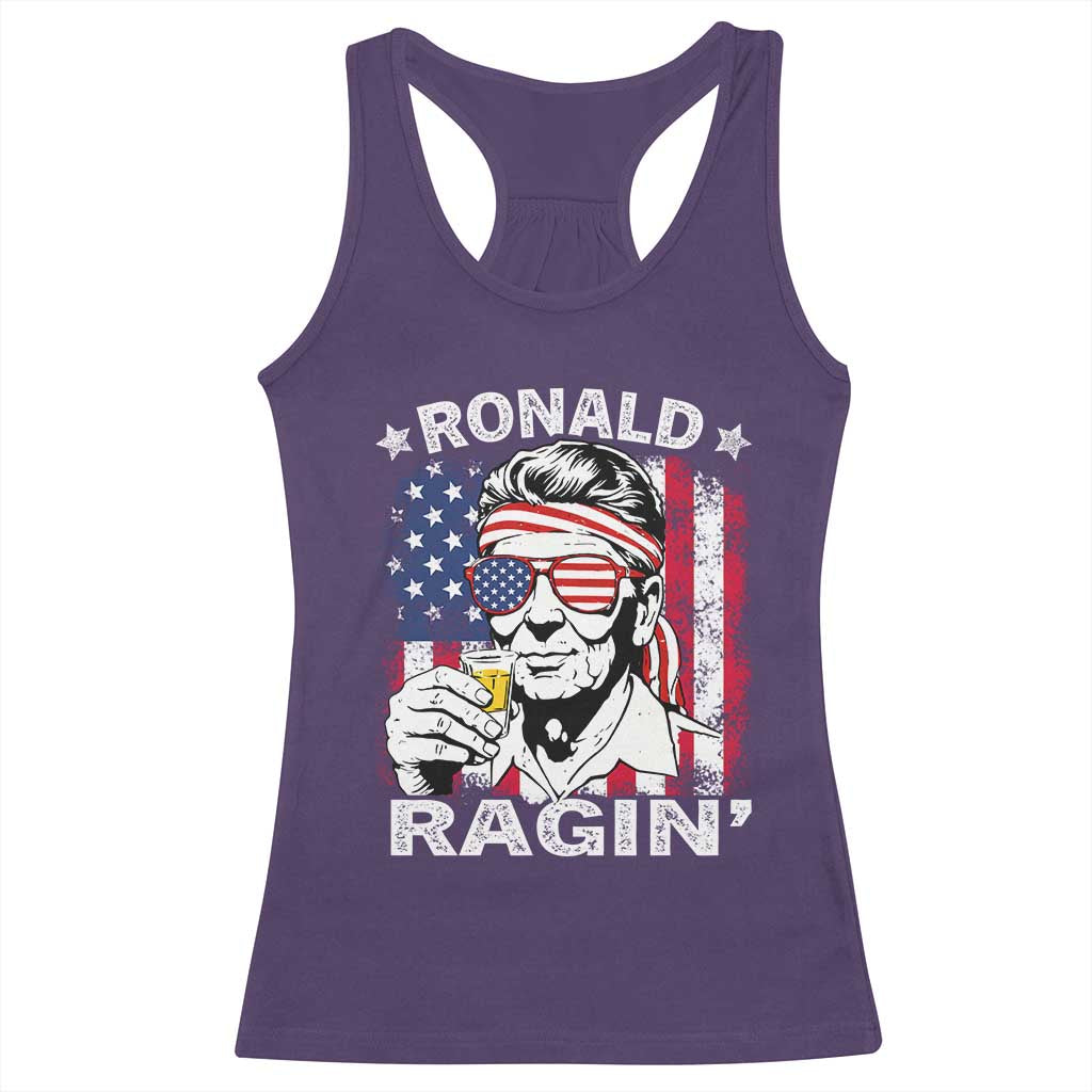 Ronald Reagan Racerback Tank Top 4th of July America Flag Beer
