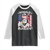 Ronald Reagan Raglan Shirt 4th of July America Flag Beer