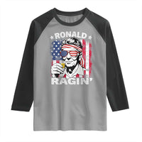 Ronald Reagan Raglan Shirt 4th of July America Flag Beer