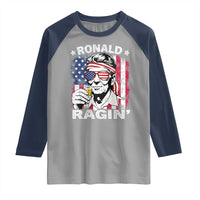Ronald Reagan Raglan Shirt 4th of July America Flag Beer