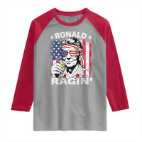 Ronald Reagan Raglan Shirt 4th of July America Flag Beer