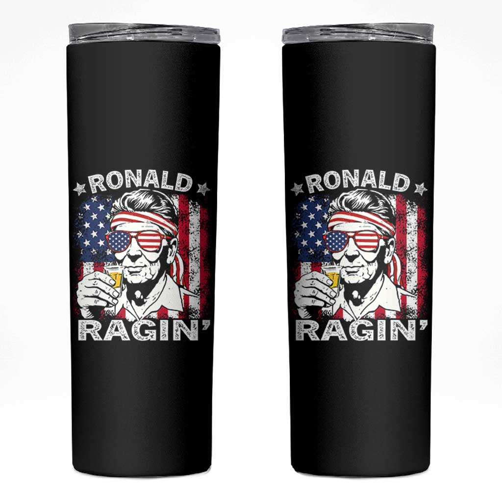 Ronald Reagan Skinny Tumbler 4th of July America Flag Beer