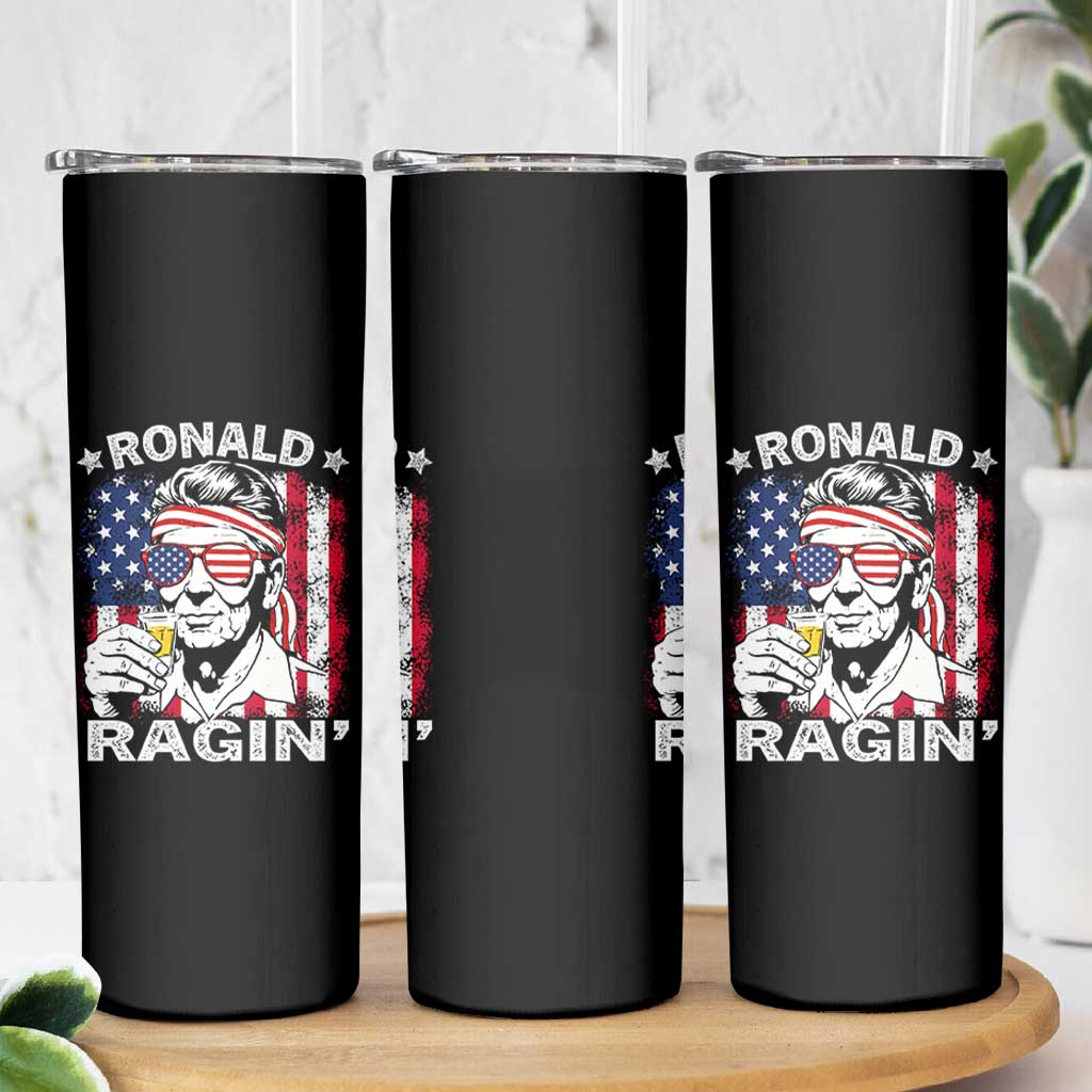 Ronald Reagan Skinny Tumbler 4th of July America Flag Beer
