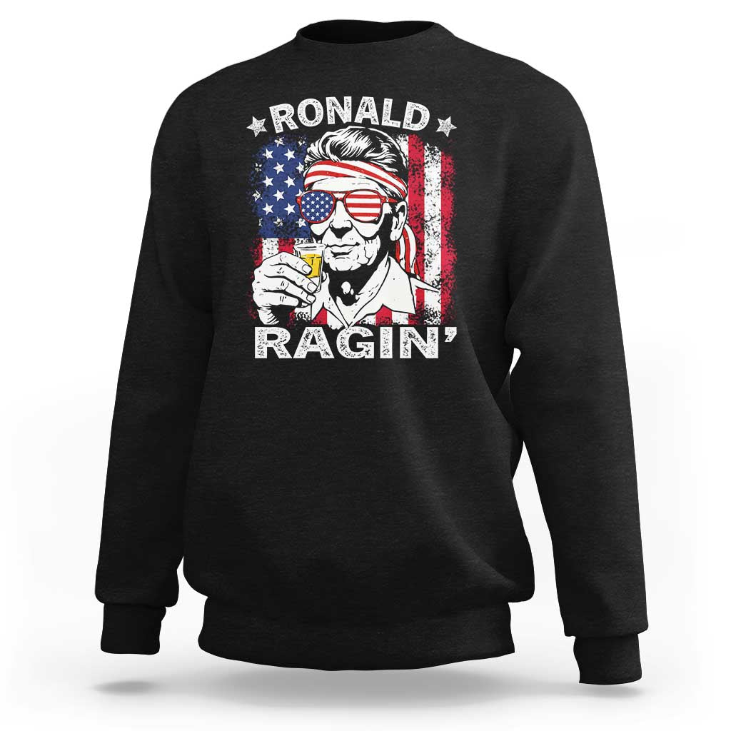 Ronald Reagan Sweatshirt 4th of July America Flag Beer