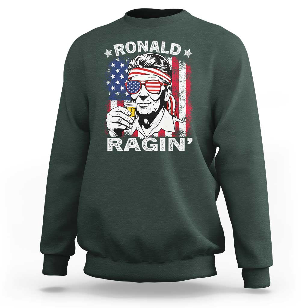 Ronald Reagan Sweatshirt 4th of July America Flag Beer