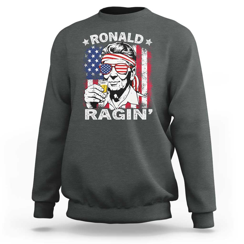 Ronald Reagan Sweatshirt 4th of July America Flag Beer