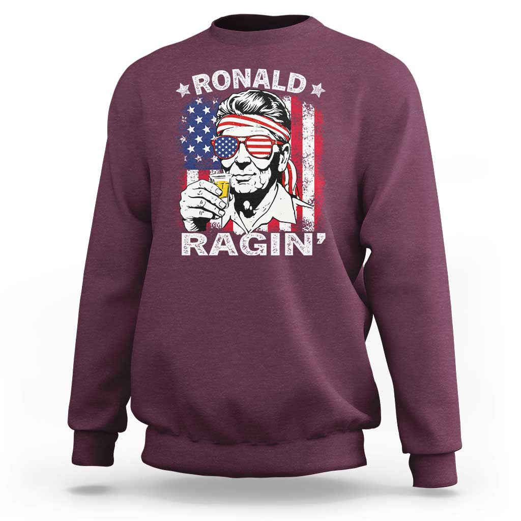 Ronald Reagan Sweatshirt 4th of July America Flag Beer