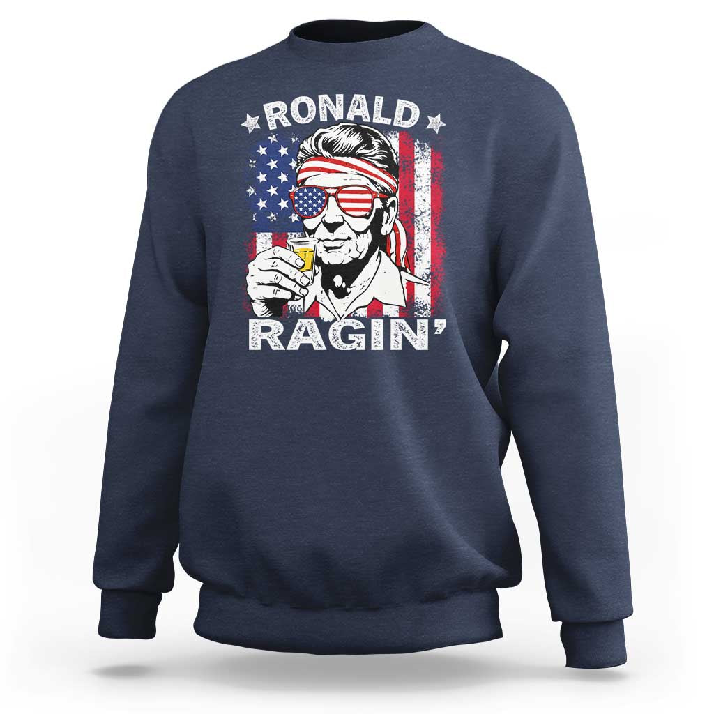 Ronald Reagan Sweatshirt 4th of July America Flag Beer